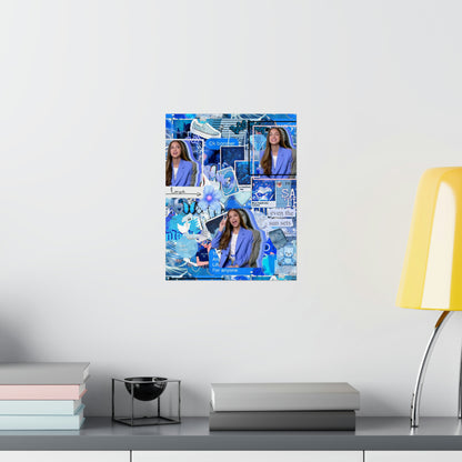 Olivia Rodrigo Blue Aesthetic Collage Matte Poster