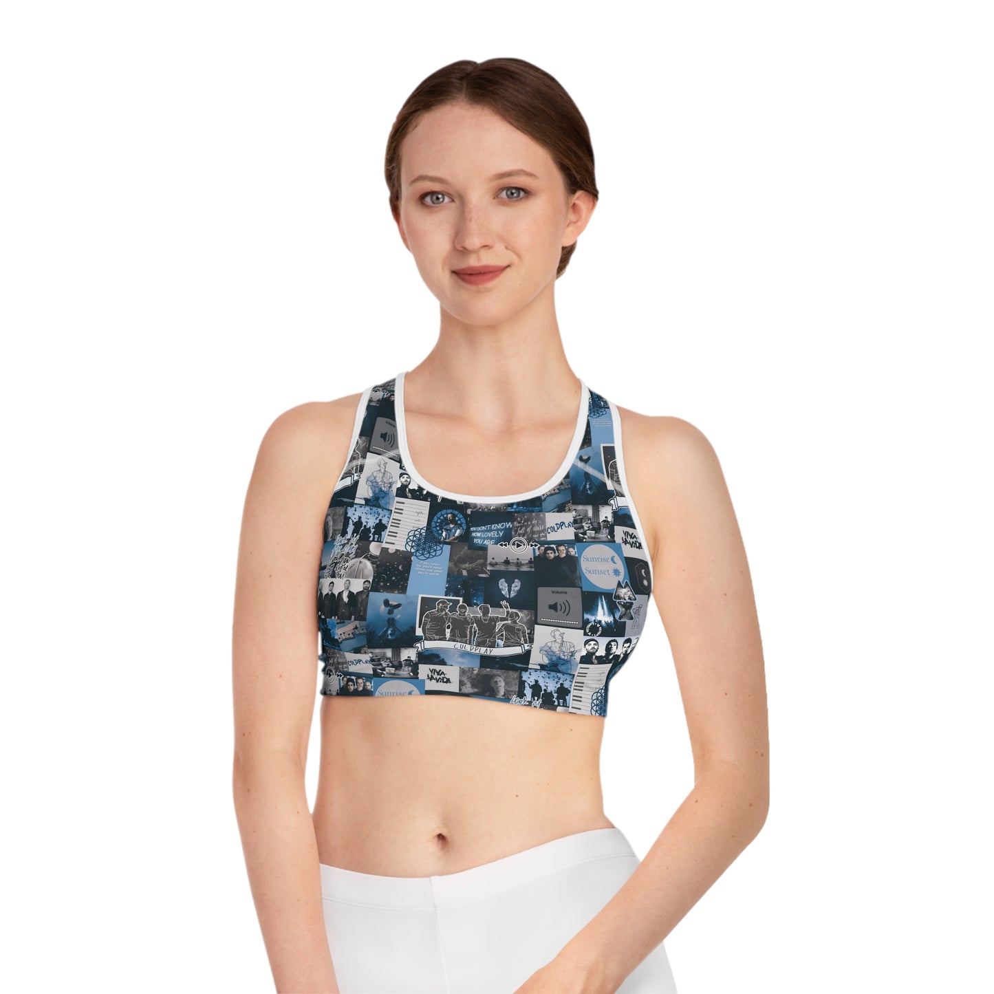 Coldplay Sunrise Sunset Collage Sports Bra