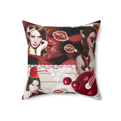 Lana Del Rey Cherry Coke Collage Spun Polyester Square Pillow