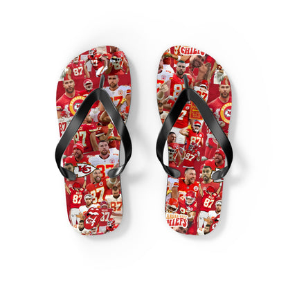 Travis Kelce Chiefs Red Collage Flip Flops