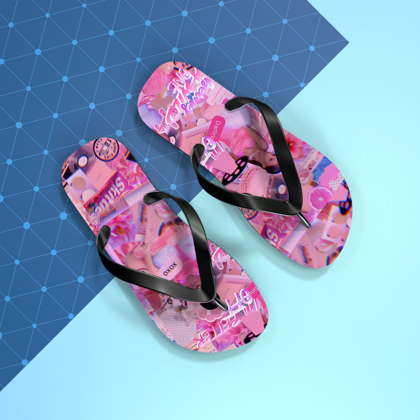 Ariana Grande Purple Vibes Collage Flip Flops