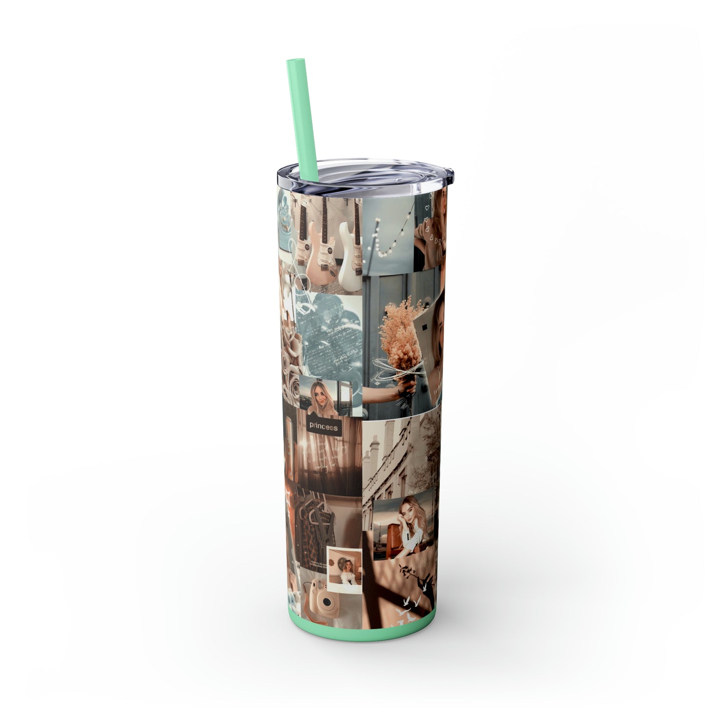 Sabrina Carpenter Peachy Princess Collage Skinny Tumbler with Straw