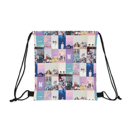 BTS Pastel Aesthetic Collage Outdoor Drawstring Bag