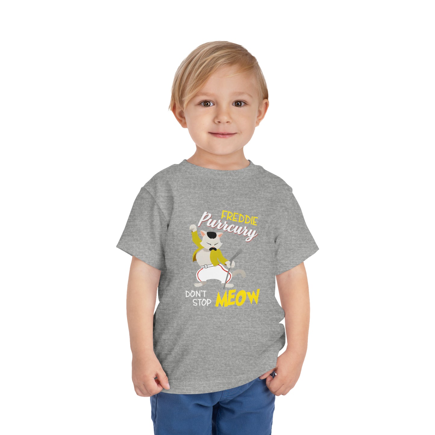 Queen Don't Stop Meow Freddie Purrcury Toddler Short Sleeve Tee