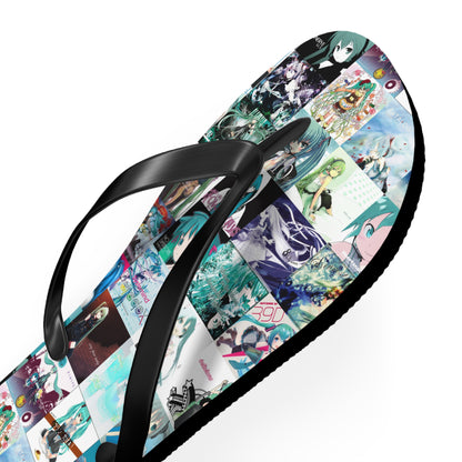 Hatsune Miku Album Cover Collage Flip Flops