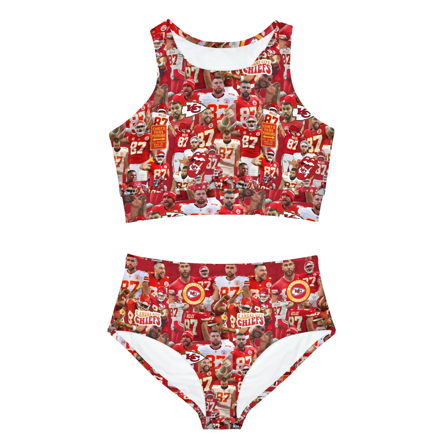 Travis Kelce Chiefs Red Collage Sporty Bikini Set