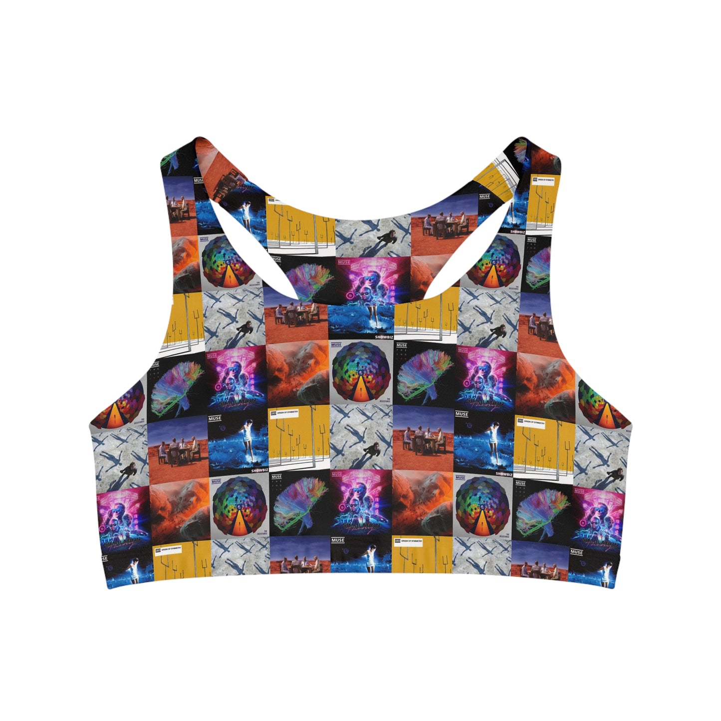 Muse Album Cover Collage Seamless Sports Bra