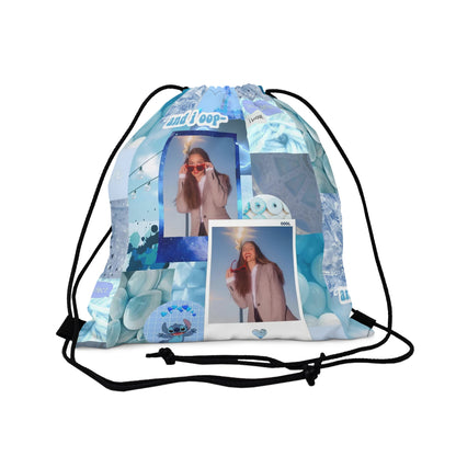 Olivia Rodrigo Light Blue Aesthetic Collage Outdoor Drawstring Bag