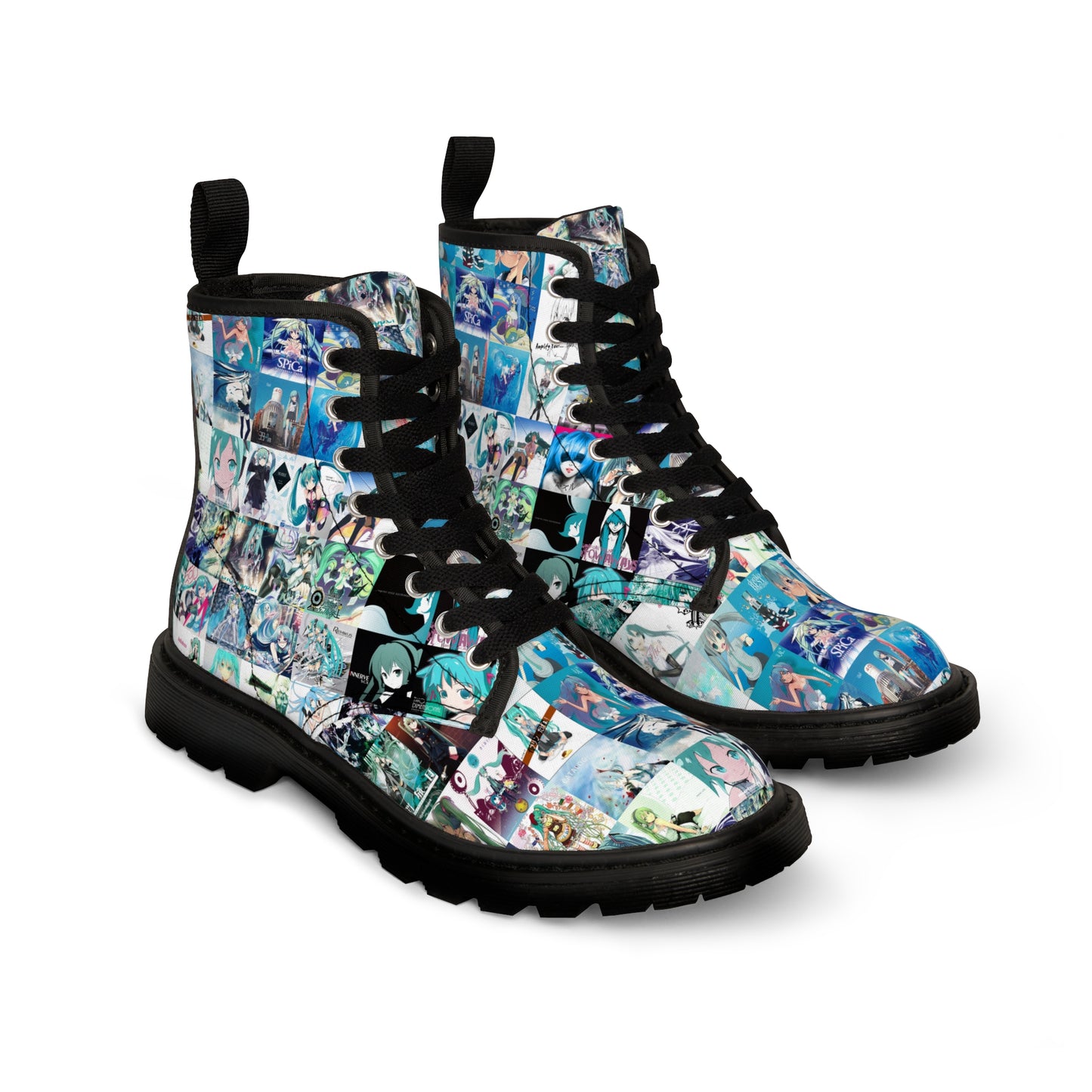 Hatsune Miku Album Cover Collage Women's Canvas Boots