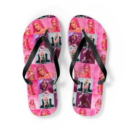 Doja Cat Hot Pink Mosaic Flip Flops