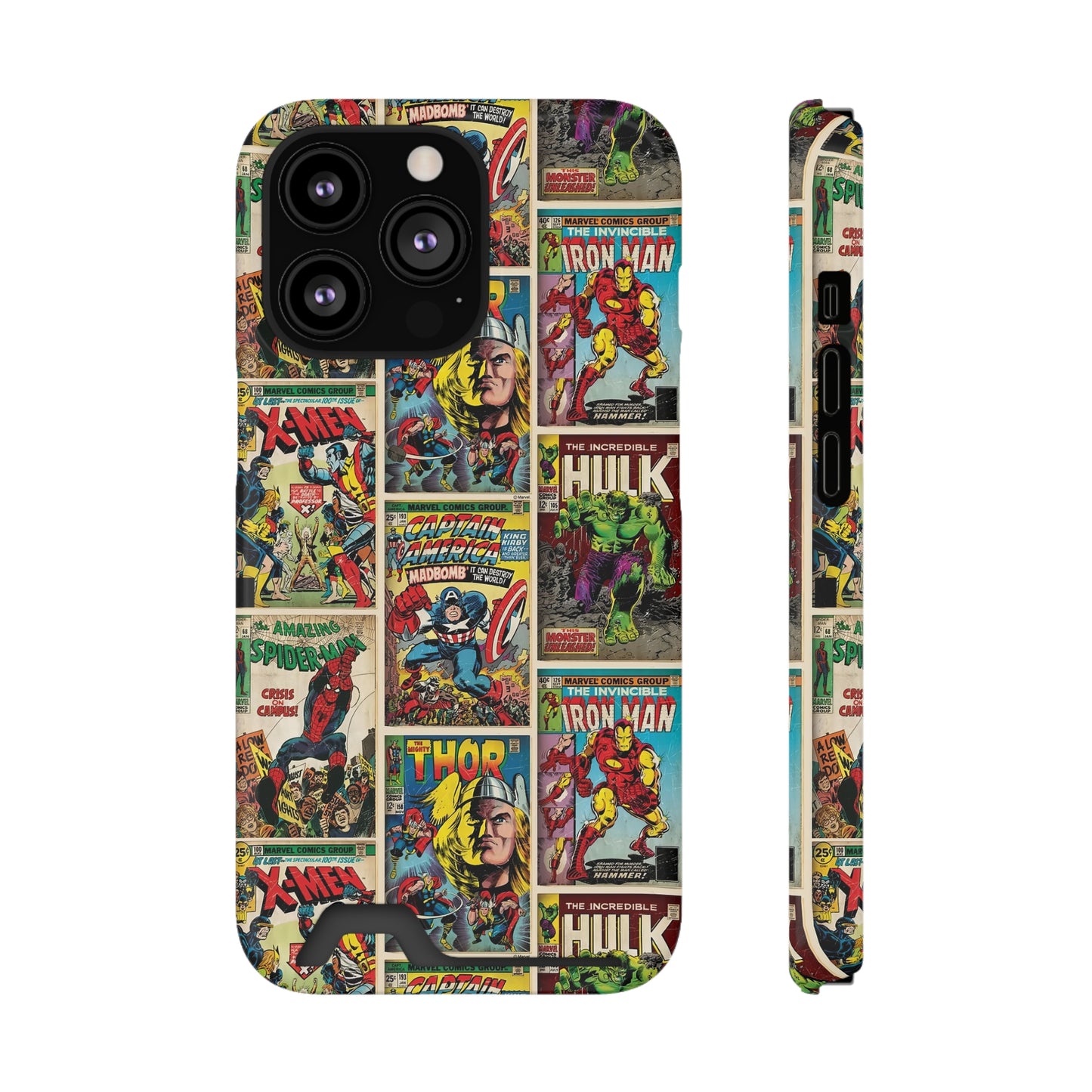 Marvel Comic Book Cover Collage Phone Case With Card Holder