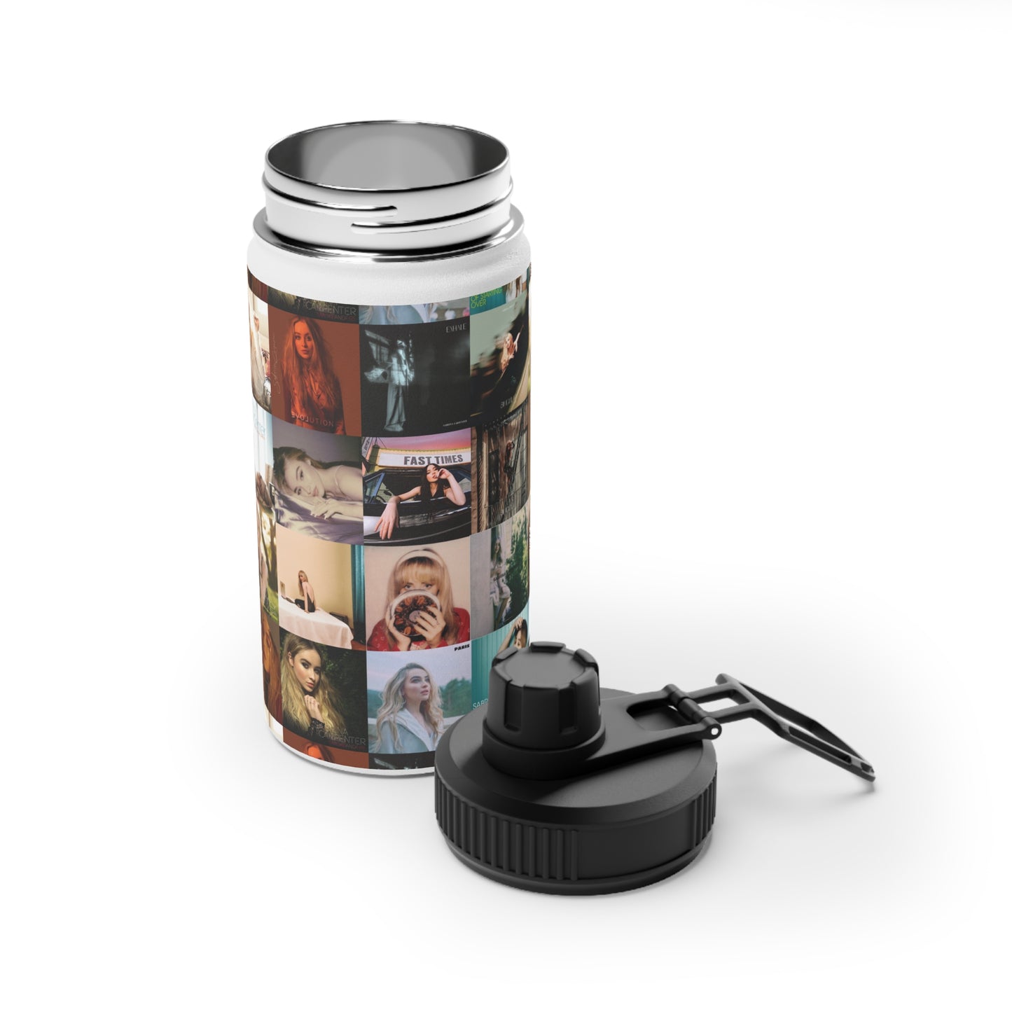 Sabrina Carpenter Album Cover Collage Stainless Steel Water Bottle with Sports Lid