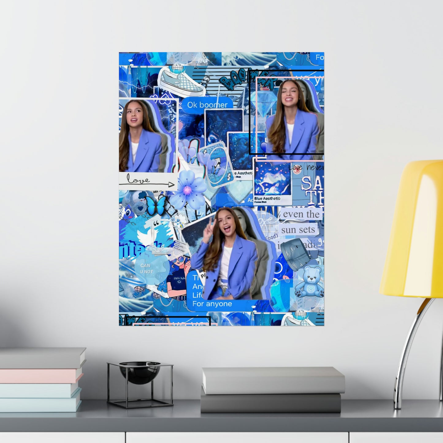 Olivia Rodrigo Blue Aesthetic Collage Matte Poster