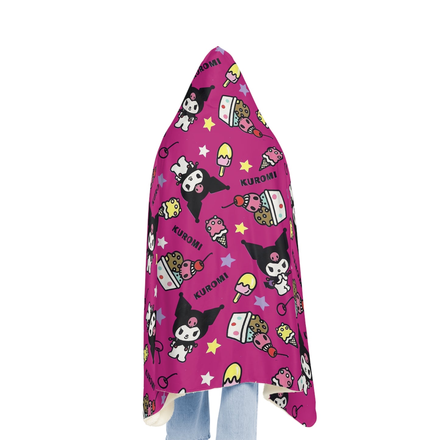 Kuromi Ice Cream Sundae Pattern Snuggle Blanket