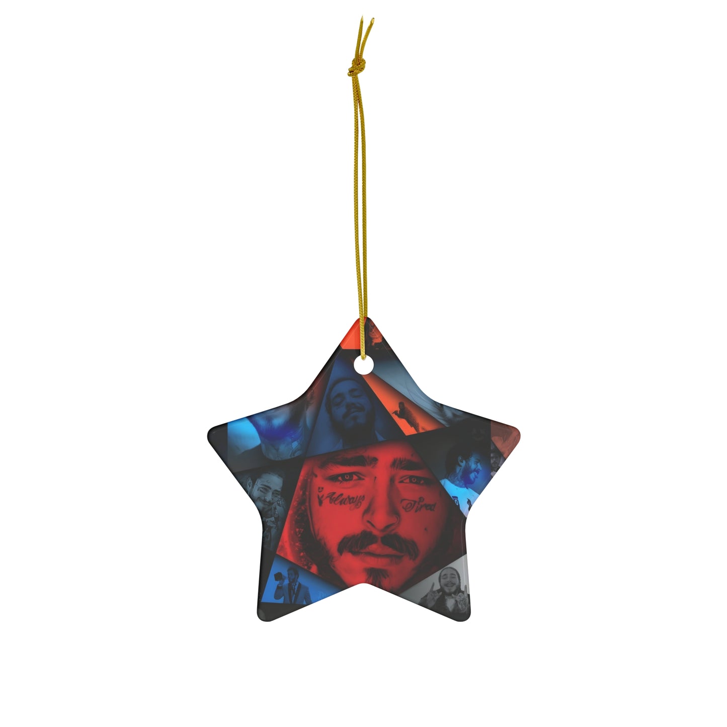 Post Malone Crystal Portaits Collage Ceramic Ornament