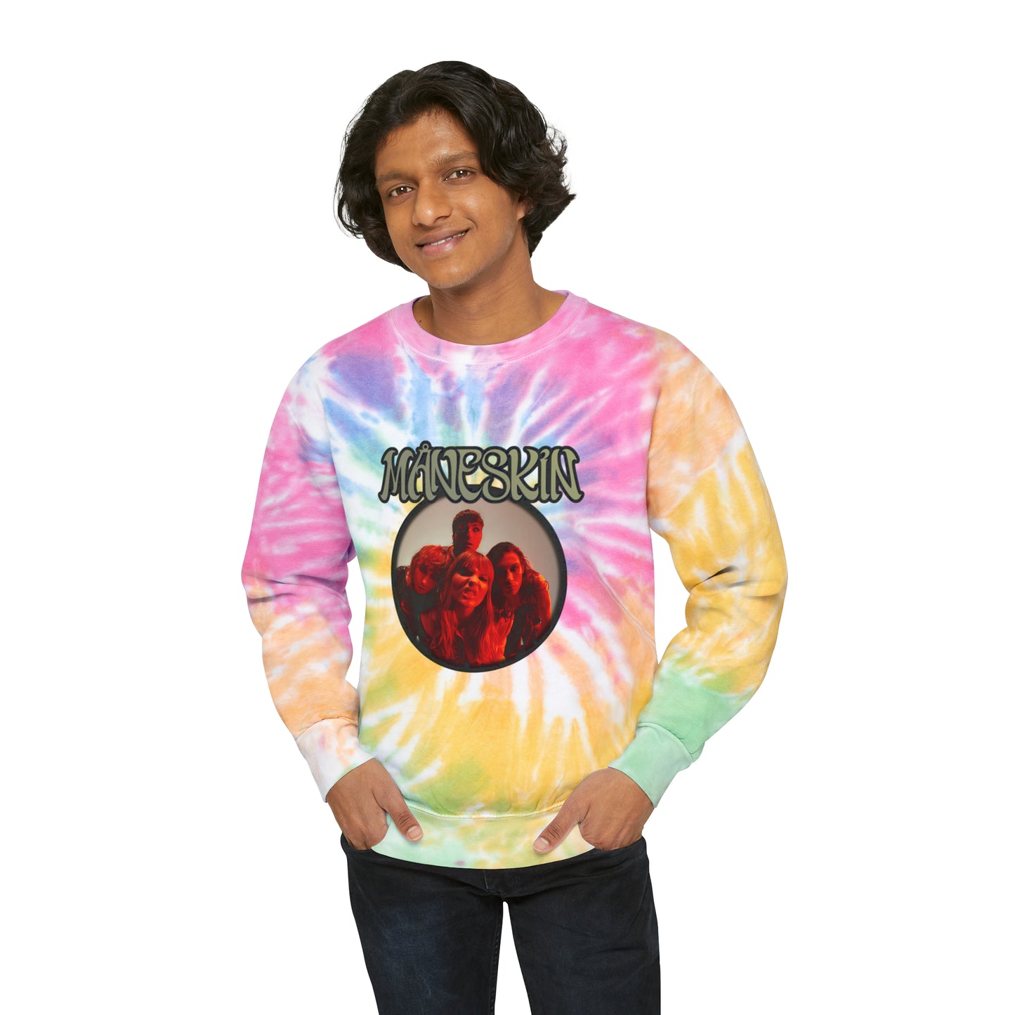 Måneskin Circular Group Photo Unisex Tie-Dye Sweatshirt