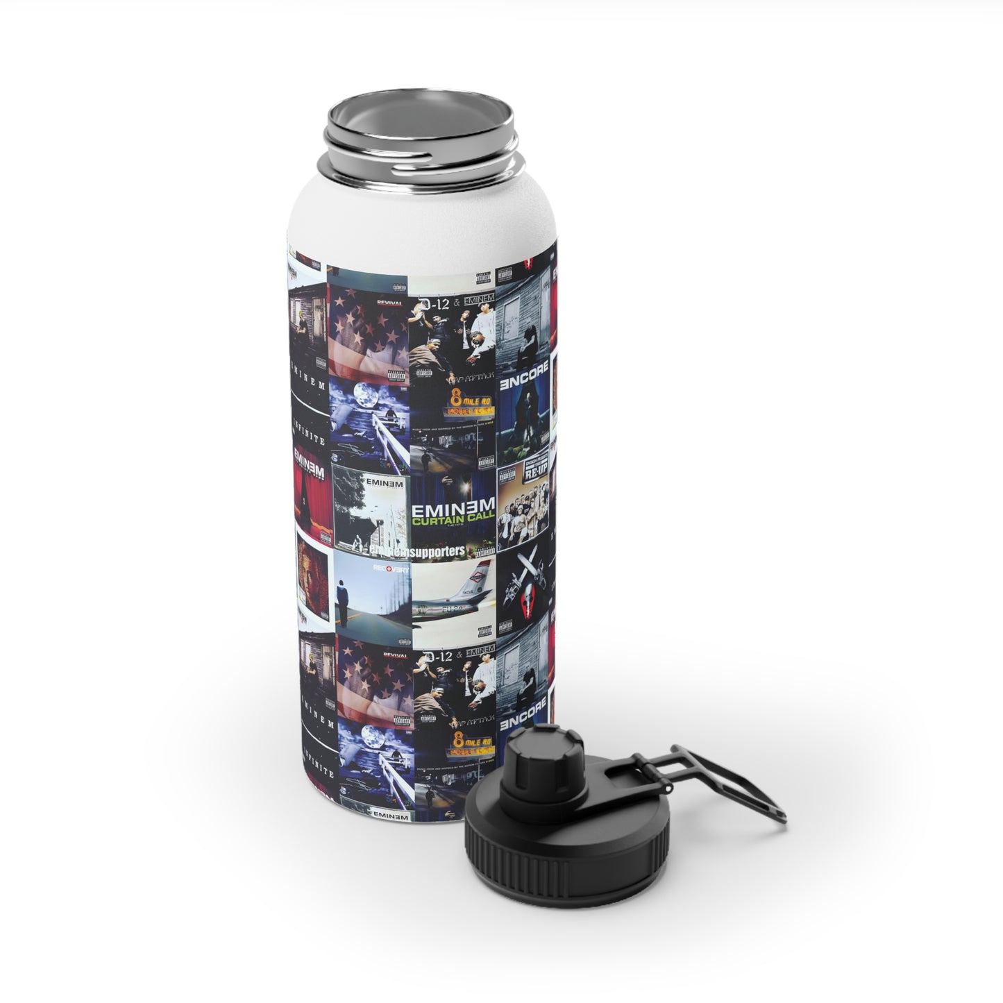 Eminem Album Art Cover Collage Stainless Steel Sports Lid Water Bottle