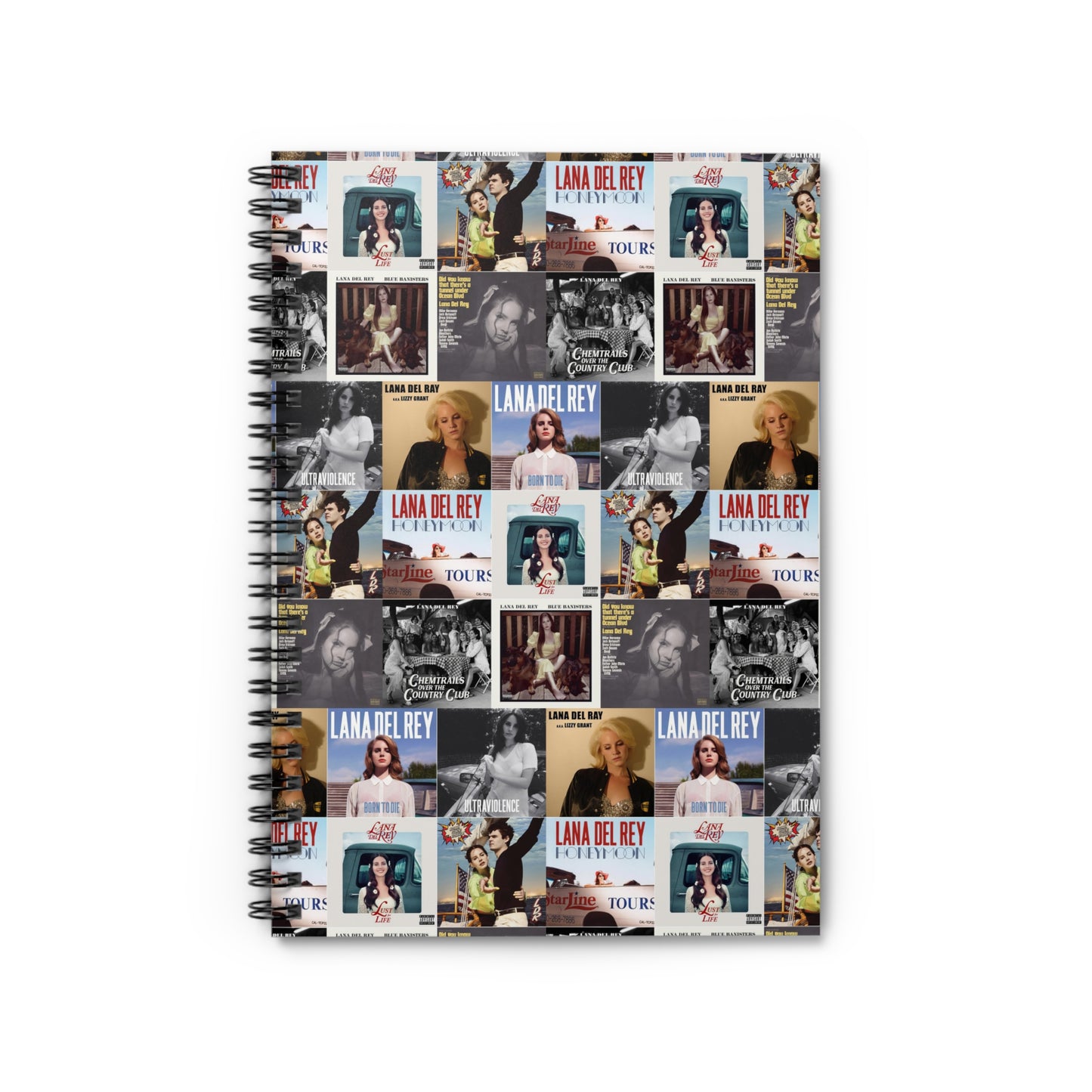 Lana Del Rey Album Cover Collage Ruled Line Spiral Notebook