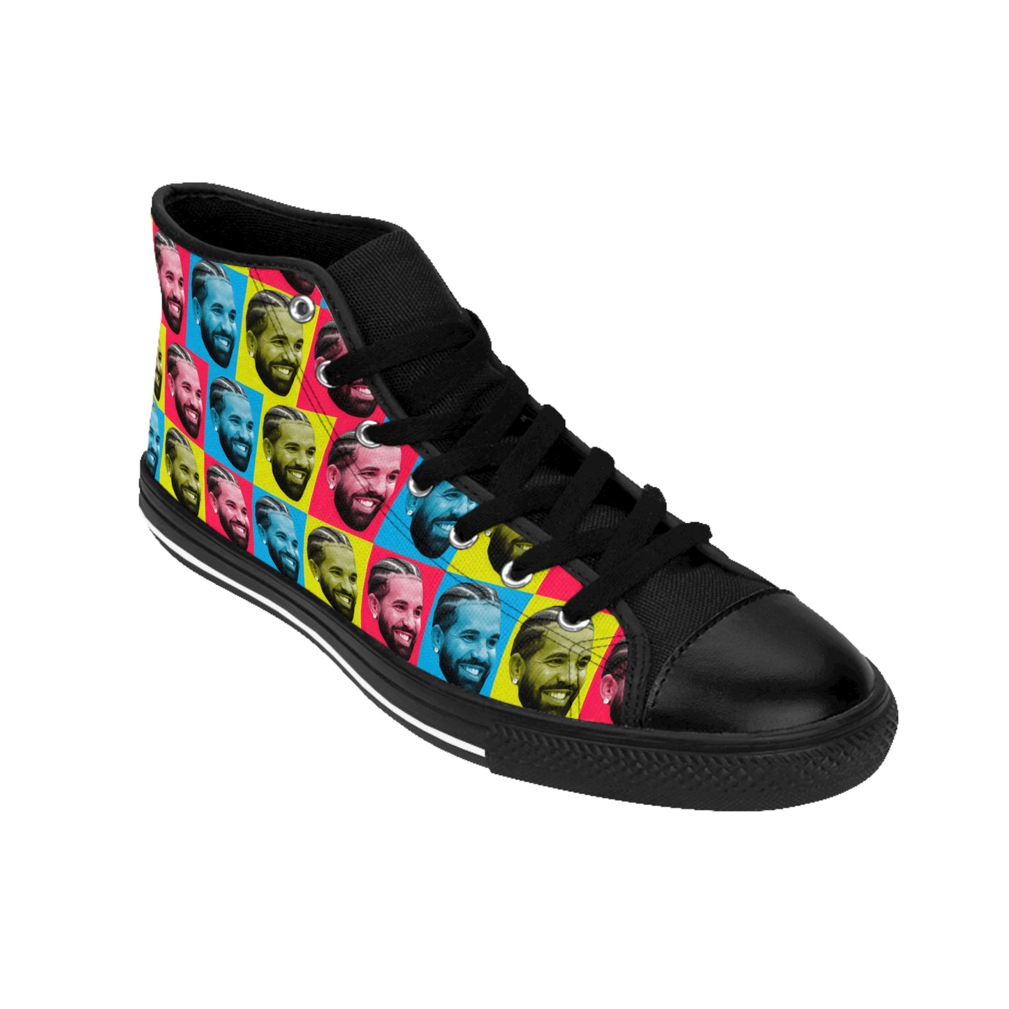 Drake Colored Checker Faces Women's Classic Sneakers