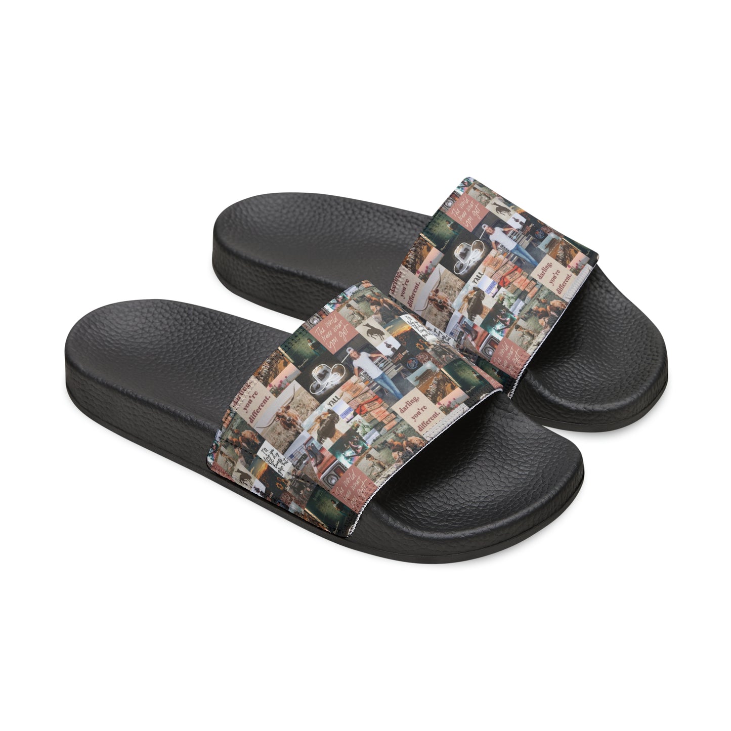 Morgan Wallen Darling You're Different Collage Youth Slide Sandals
