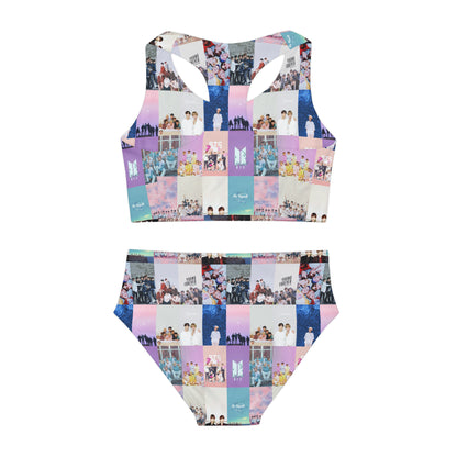 BTS Pastel Aesthetic Collage Girls Two Piece Swimsuit