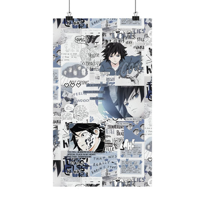 Demon Slayer Giyu Aesthetic Collage Matte Vertical Poster