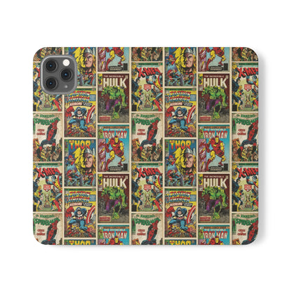 Marvel Comic Book Cover Collage Phone Flip Case