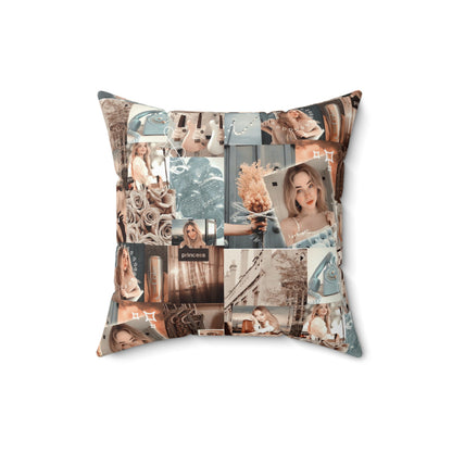 Sabrina Carpenter Peachy Princess Collage Spun Polyester Square Pillow