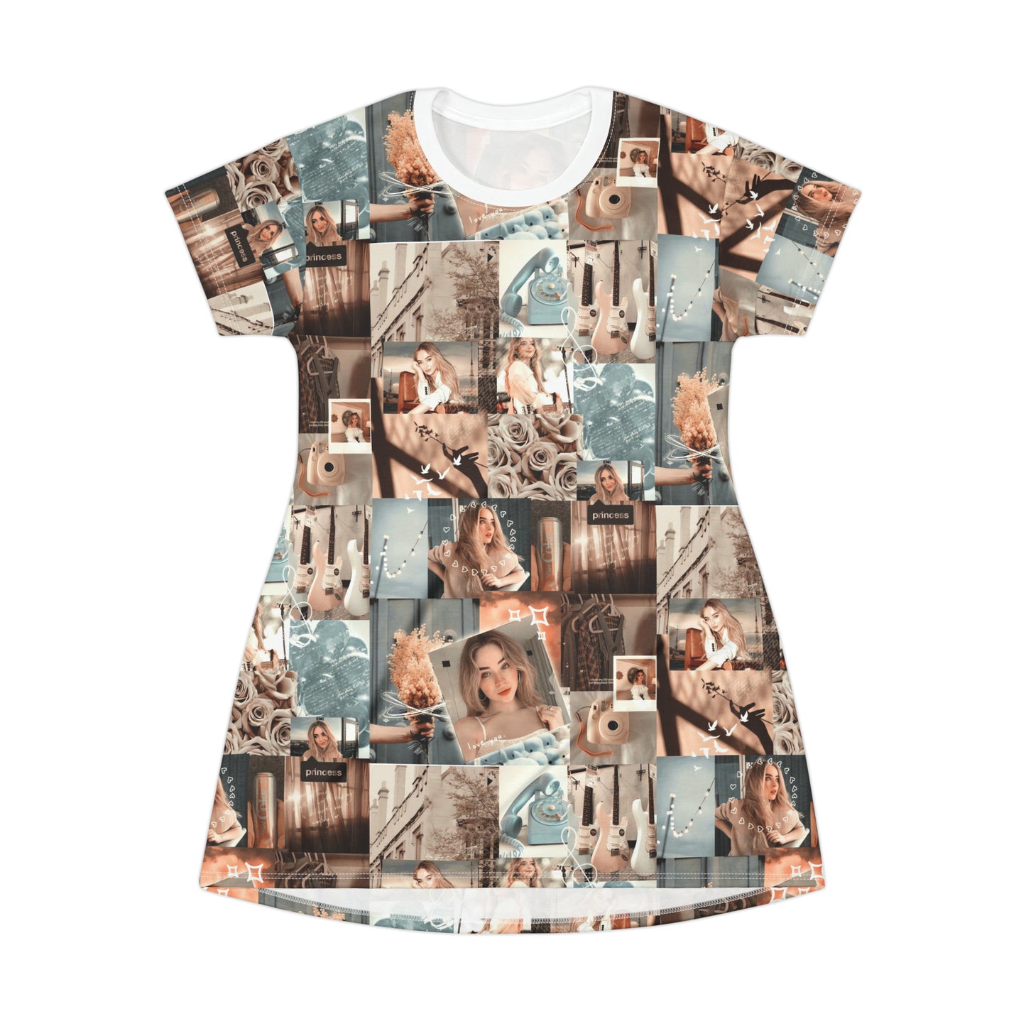 Sabrina Carpenter Peachy Princess Collage T-Shirt Dress