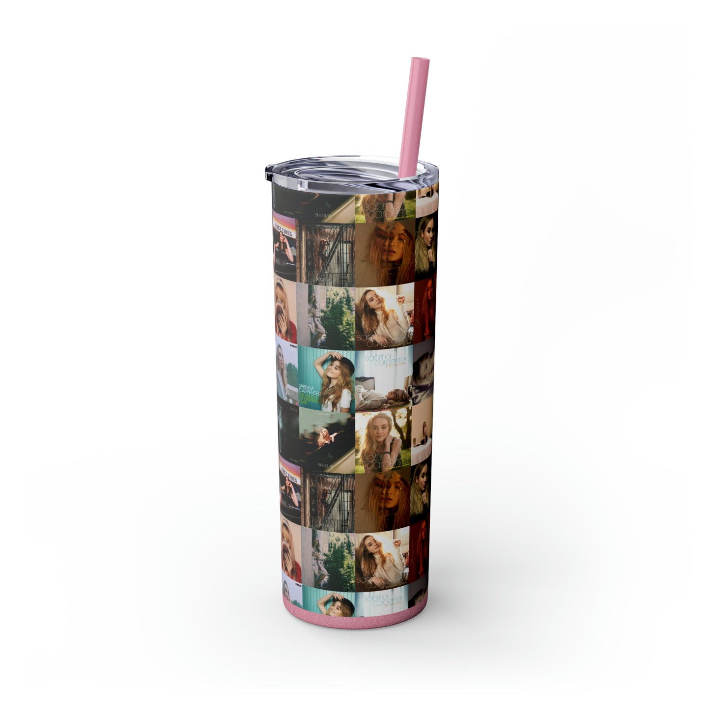 Sabrina Carpenter Album Cover Collage Skinny Tumbler with Straw