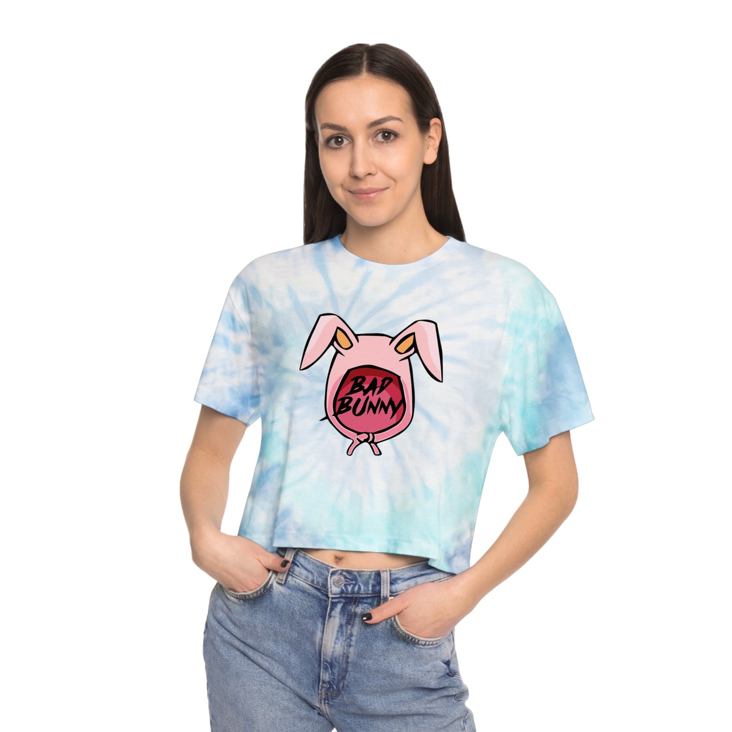 Bad Bunny Hoodie Logo Women's Tie-Dye Crop Tee