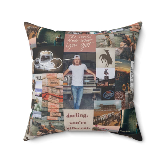 Morgan Wallen Darling You're Different Collage Spun Polyester Square Pillow