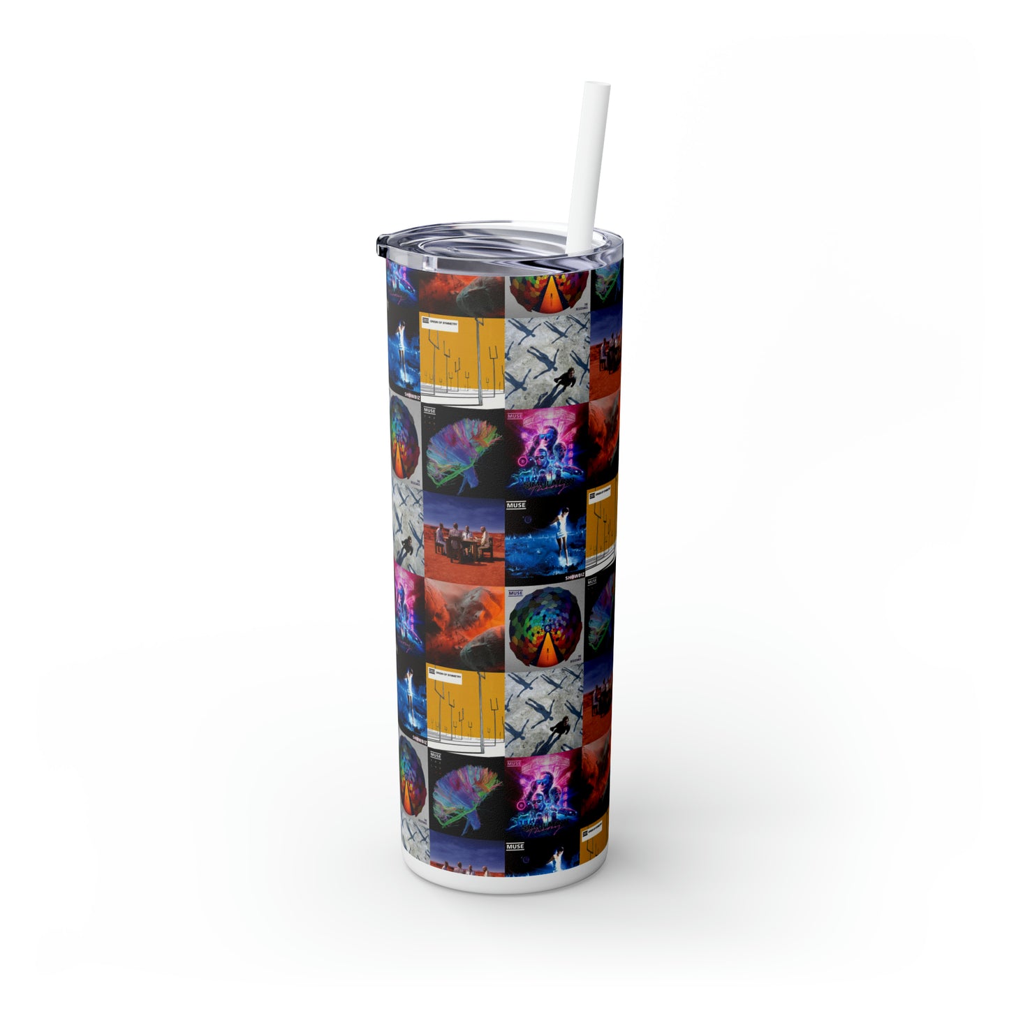 Muse Album Cover Collage Skinny Tumbler with Straw