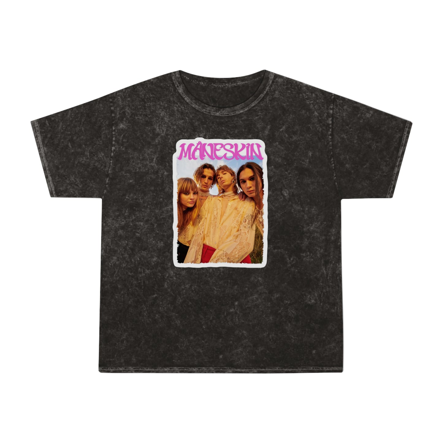 Måneskin Group Photo Unisex Mineral Wash Vintage Tee Shirt