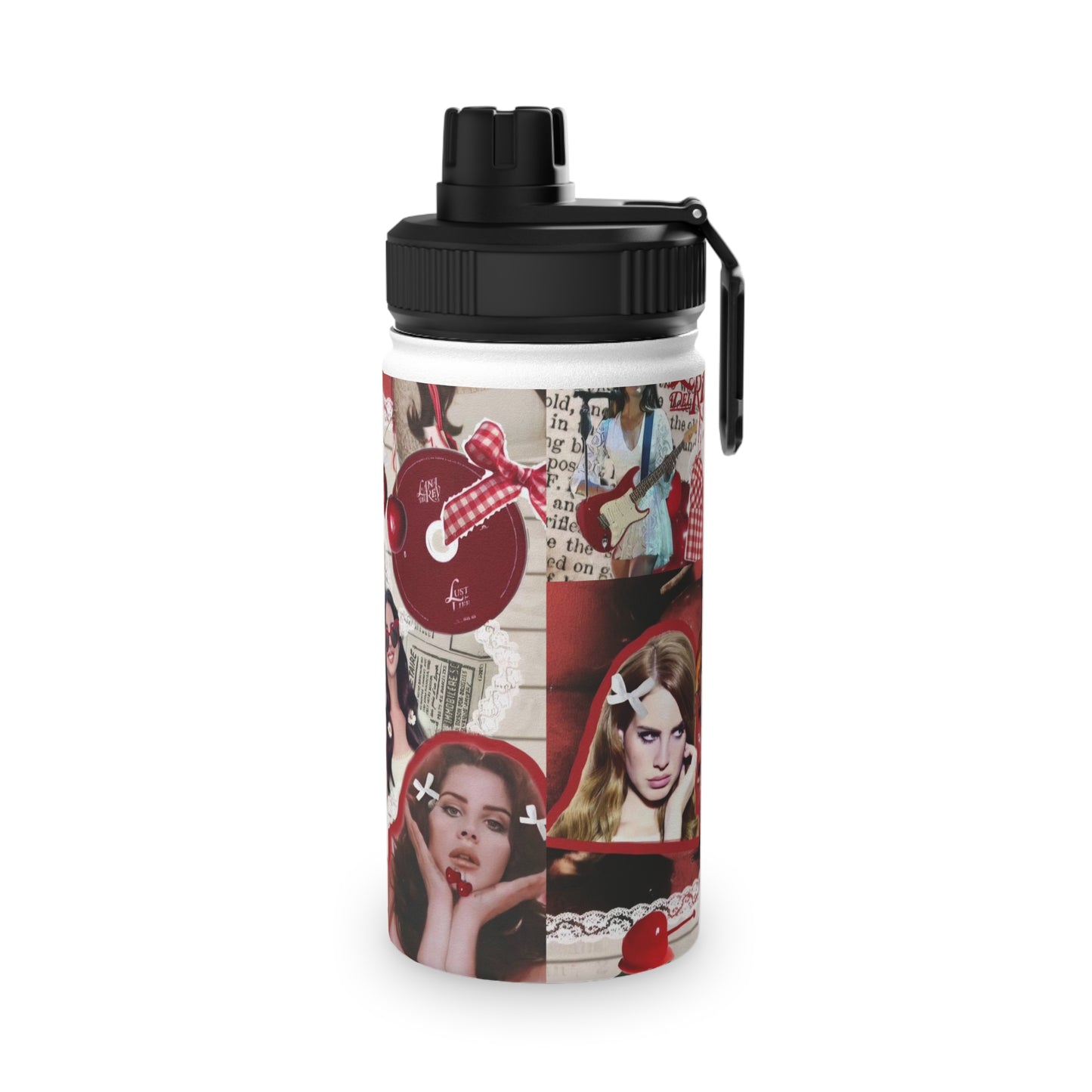 Lana Del Rey Cherry Coke Collage Stainless Steel Sports Lid Water Bottle