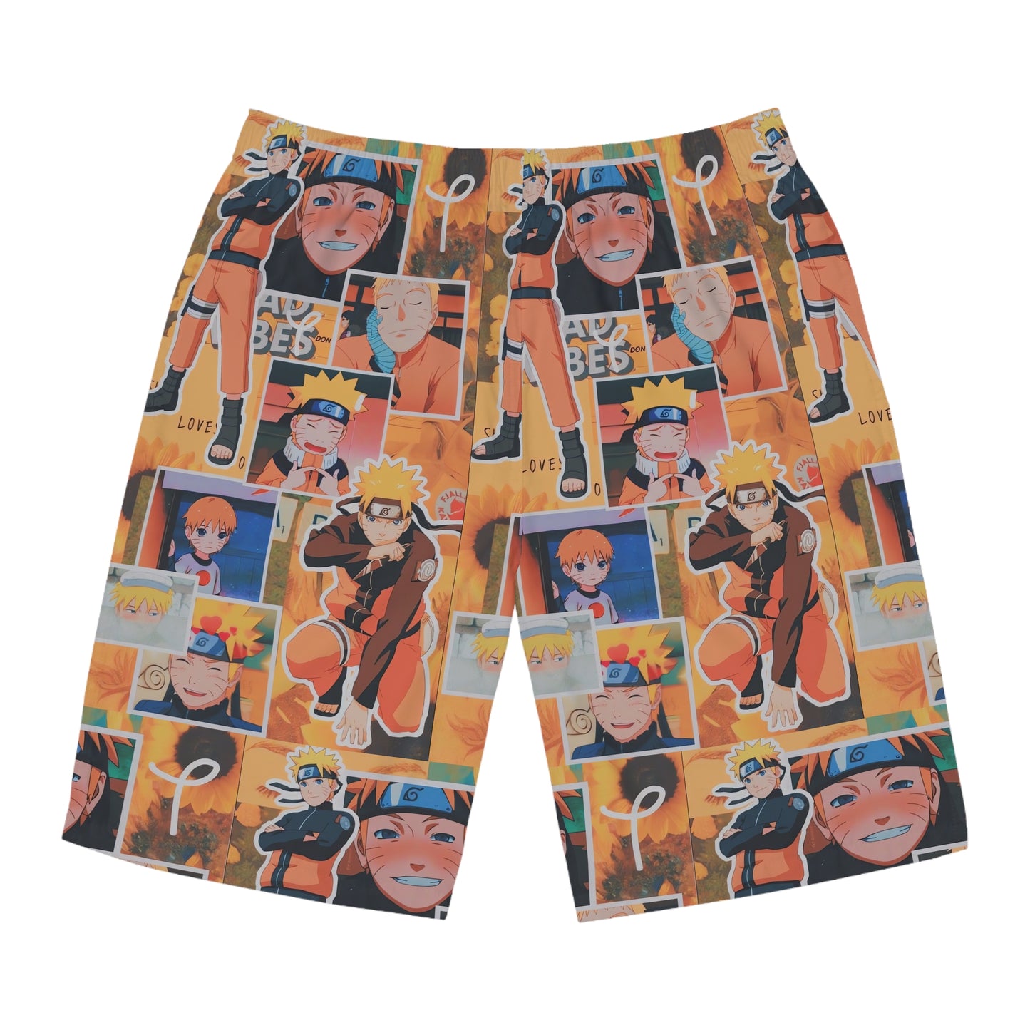 Naruto Uzumaki Sunflower Blaze Collage Men's Board Shorts