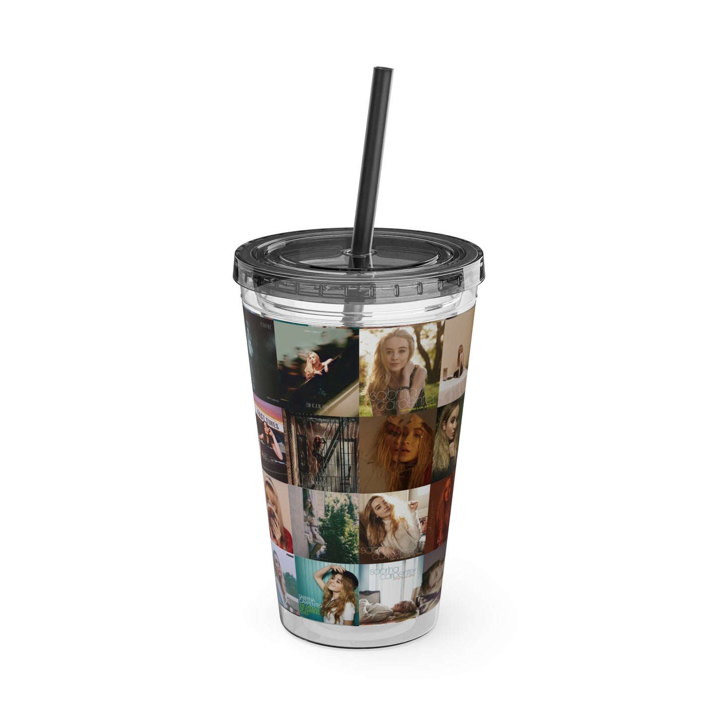 Sabrina Carpenter Album Cover Collage Sunsplash Tumbler with Straw