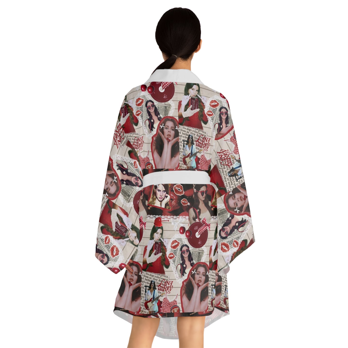 Lana Del Rey Cherry Coke Collage Long Sleeve Kimono Robe