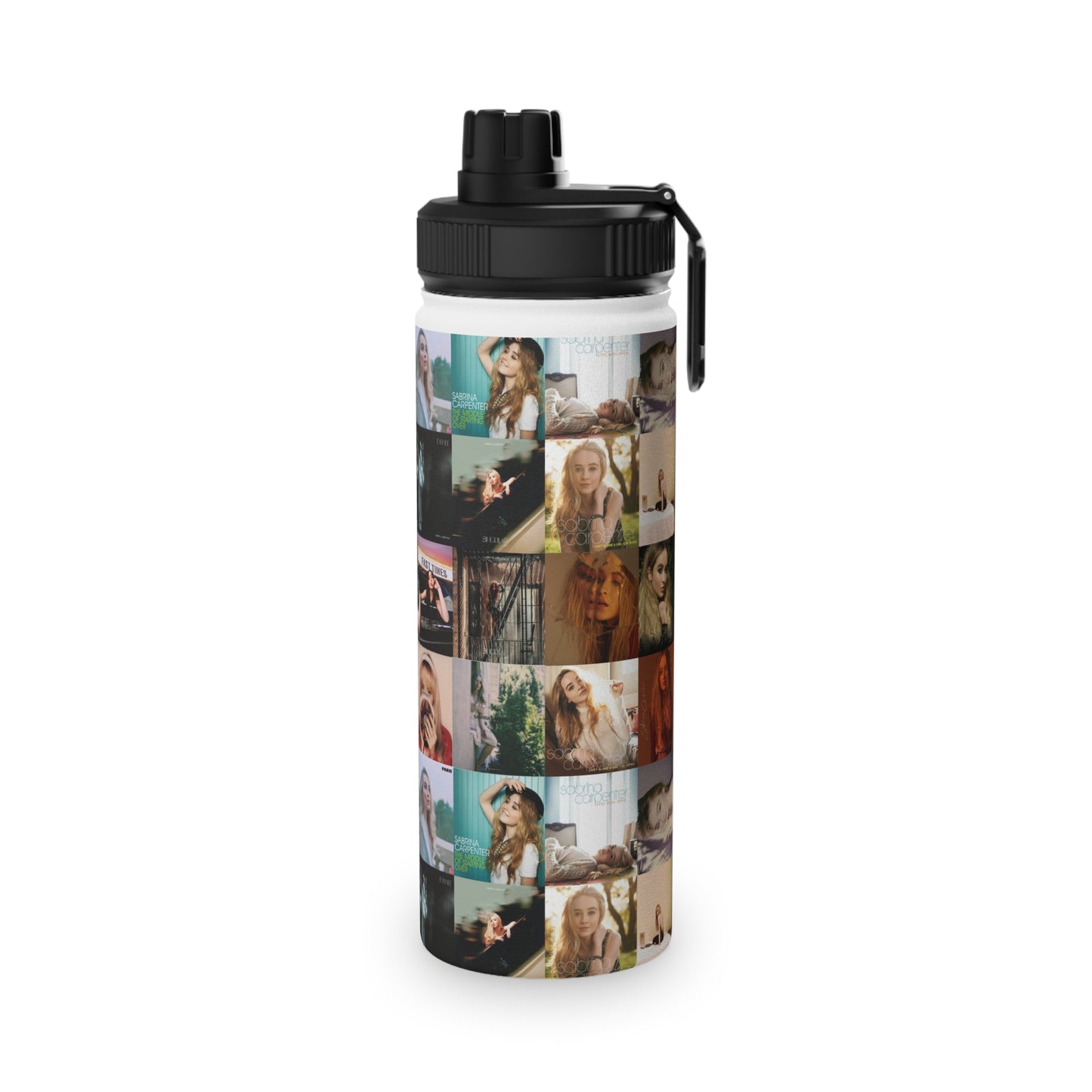 Sabrina Carpenter Album Cover Collage Stainless Steel Water Bottle with Sports Lid