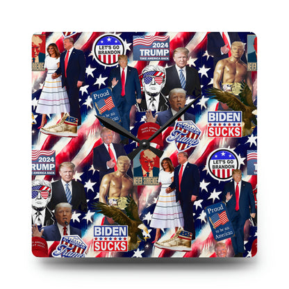 Donald Trump 2024 MAGA Montage Acrylic Wall Clock