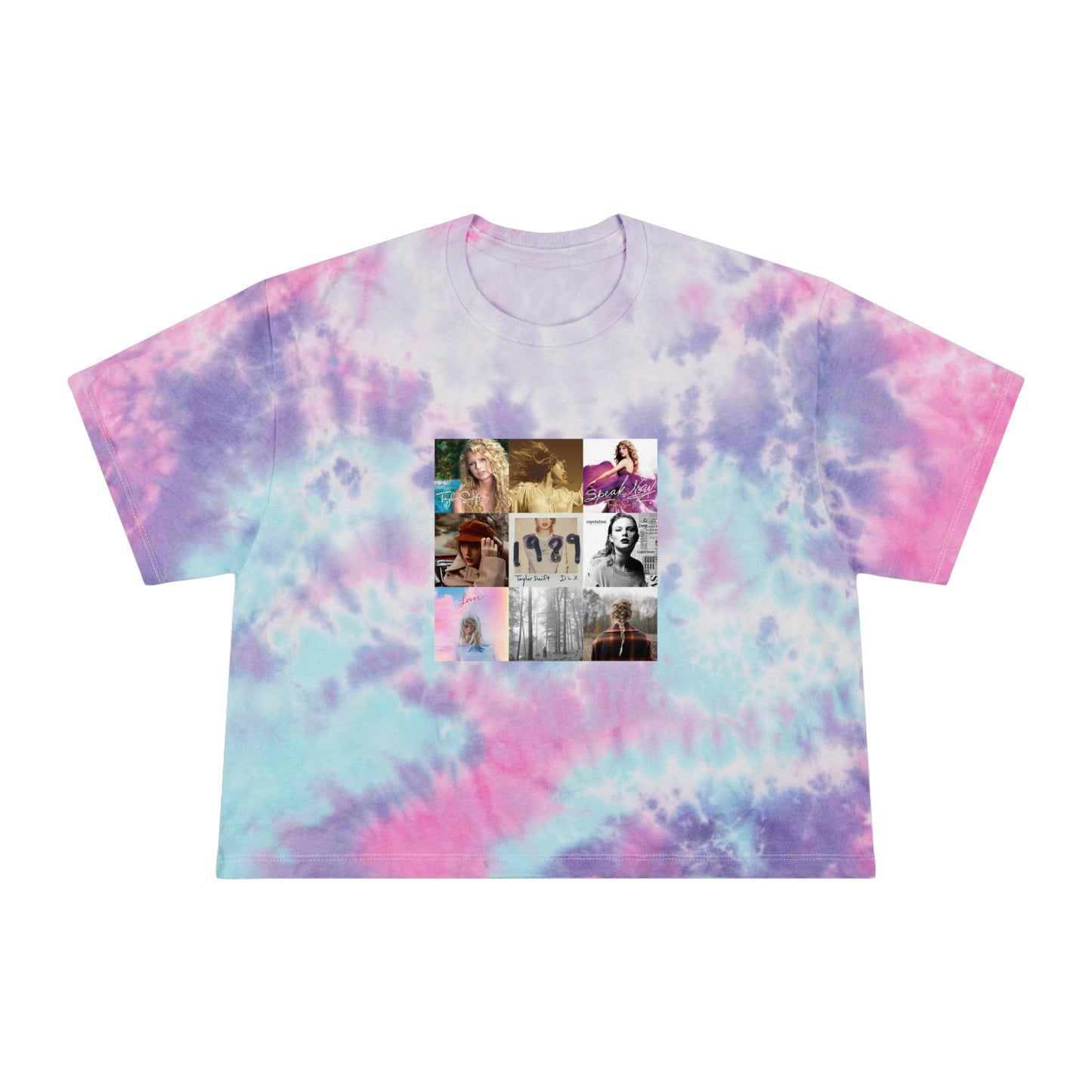 Taylor Swift Album Art Collage Pattern Women's Tie-Dye Crop Tee