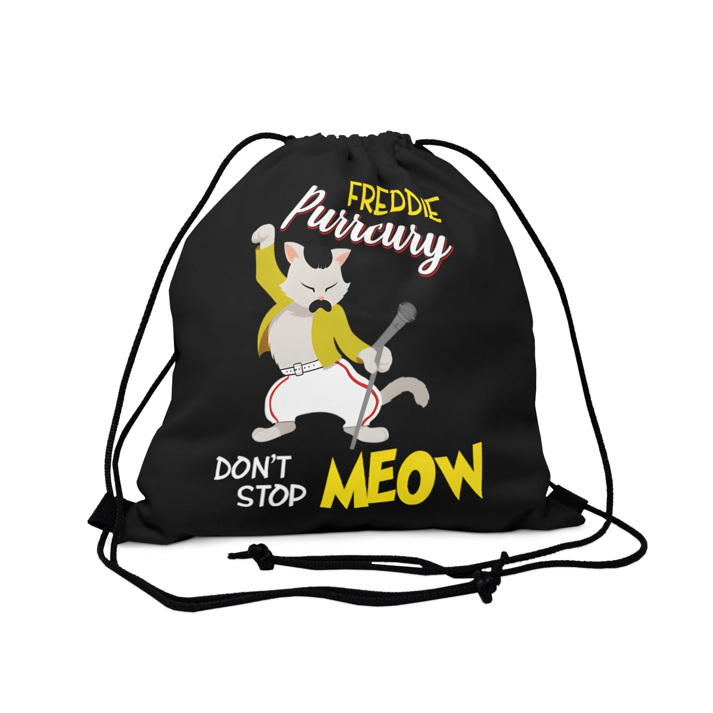 Queen Don't Stop Meow Freddie Purrcury Outdoor Drawstring Bag