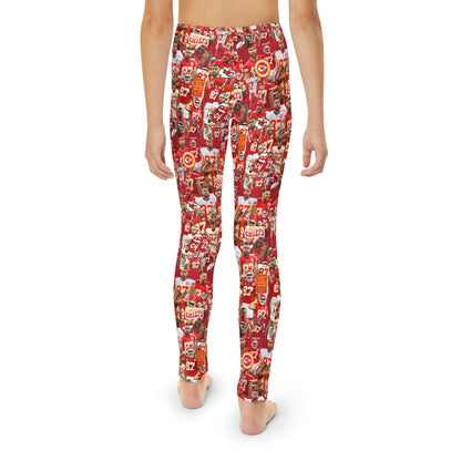 Travis Kelce Chiefs Red Collage Youth Full-Length Leggings