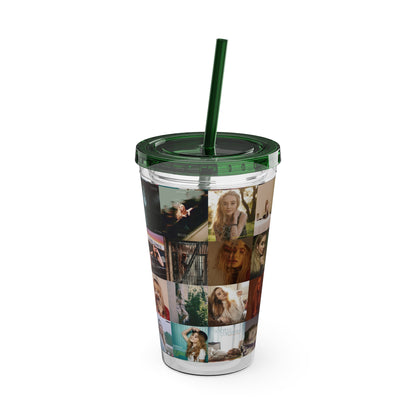 Sabrina Carpenter Album Cover Collage Sunsplash Tumbler with Straw