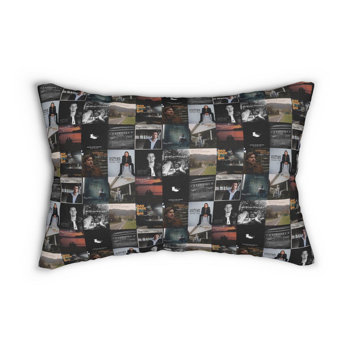 Morgan Wallen Album Cover Collage Spun Polyester Lumbar Pillow