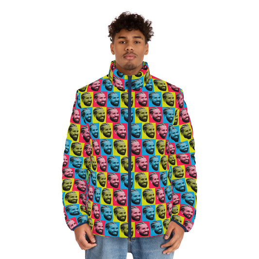 Drake Colored Checker Faces Men's Puffer Jacket