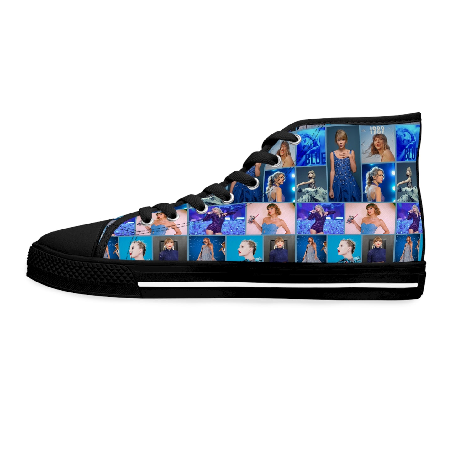 Taylor Swift Blue Dreams Collage High Top Sneakers for Swiftie Women