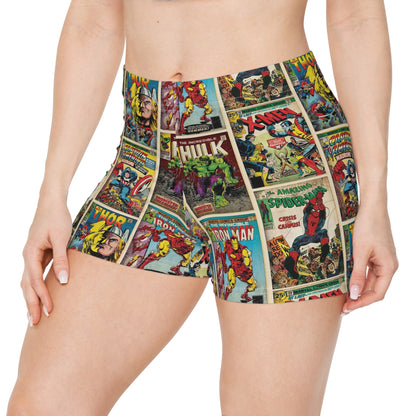 Marvel Comic Book Cover Collage Women's Shorts