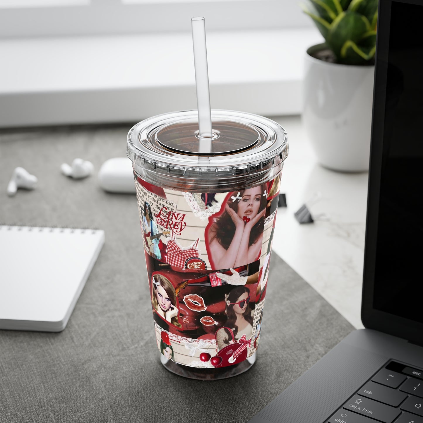 Lana Del Rey Cherry Coke Collage Sunsplash Tumbler with Straw