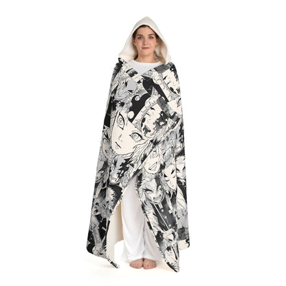 Demon Slayer Kyojuro Rengoku Collage Hooded Sherpa Fleece Blanket